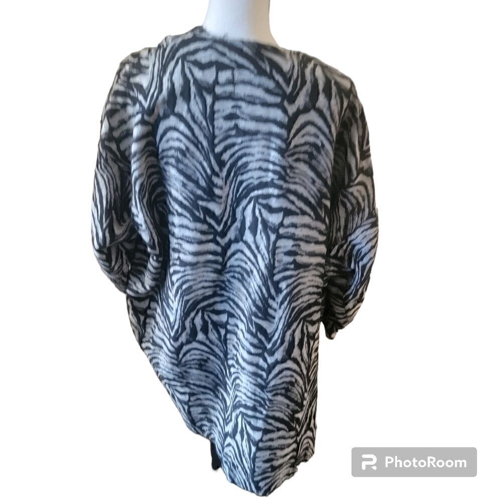 Zara Zebra Print Woven Kimono Open Jacket. Size M. - Picture 9 of 11